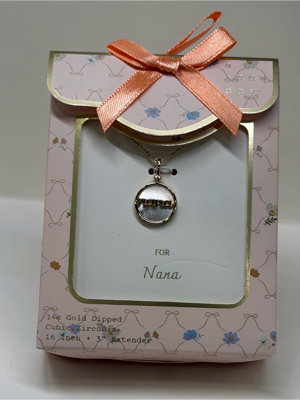 a new day Gold Nana Pendant Necklace with Pink Accents - Picture 4 of 5